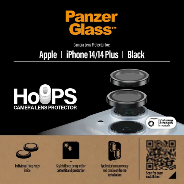 PanzerGlass - Ochranný kryt objektívu Hoops pre iPhone 14/14 Plus, čierna