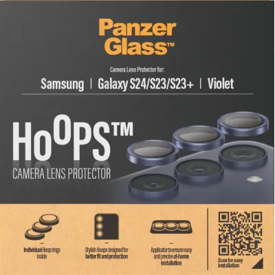 PanzerGlass - Ochranný kryt objektívu Hoops pre Samsung Galaxy S24/S23/S23+, fialová
