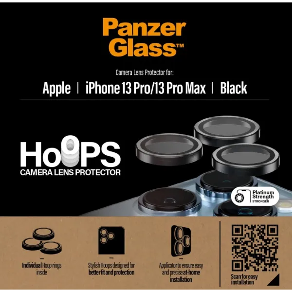 PanzerGlass - Ochranný kryt objektívu Hoops pre iPhone 13 Pro/13 Pro Max, čierna