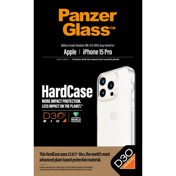 PanzerGlass - Puzdro HardCase D3O pre iPhone 15 Pro, transparentná