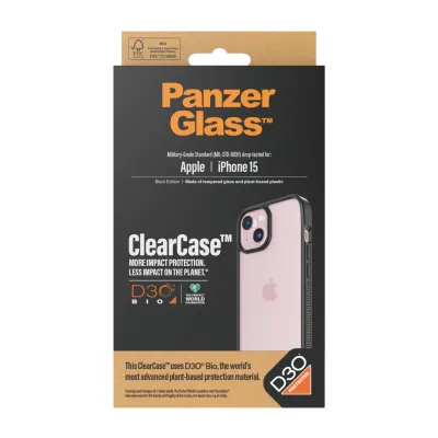PanzerGlass - Puzdro ClearCase D3O pre iPhone 15, čierna