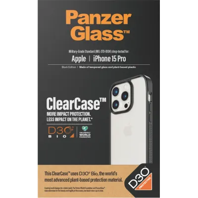 PanzerGlass - Puzdro ClearCase D3O pre iPhone 15 Pro, čierna