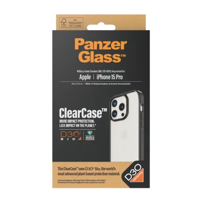 PanzerGlass - Puzdro ClearCase D3O pre iPhone 15 Pro, čierna