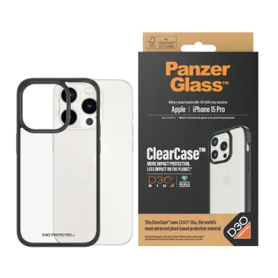 PanzerGlass - Puzdro ClearCase D3O pre iPhone 15 Pro, čierna