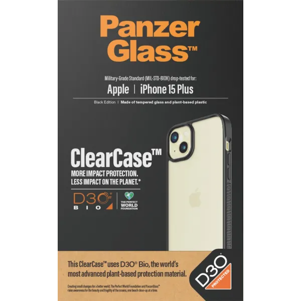 PanzerGlass - Puzdro ClearCase D3O pre iPhone 15 Plus, čierna