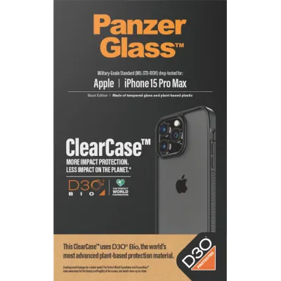 PanzerGlass - Puzdro ClearCase D3O pre iPhone 15 Pro Max, čierna