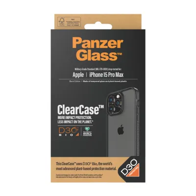 PanzerGlass - Puzdro ClearCase D3O pre iPhone 15 Pro Max, čierna
