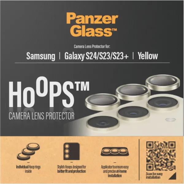 PanzerGlass - Ochranný kryt objektívu Hoops pre Samsung Galaxy S24/S23/S23+, žltá