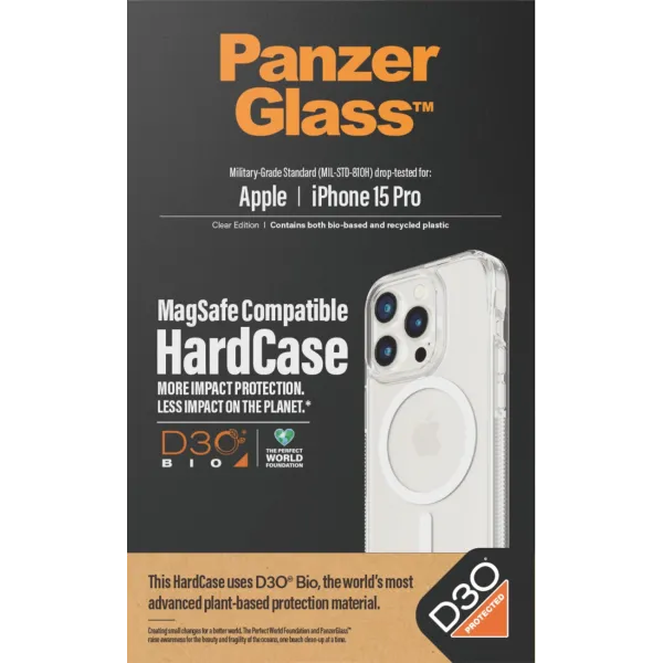 PanzerGlass - Puzdro HardCase D3O s MagSafe pre iPhone 15 Pro, transparentná