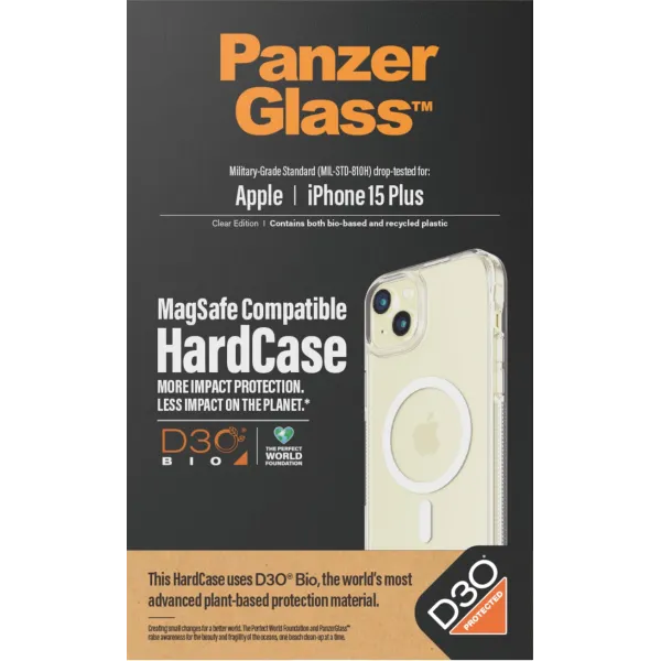 PanzerGlass - Puzdro HardCase D3O s MagSafe pre iPhone 15 Plus, transparentná