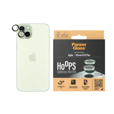 PanzerGlass - Ochranný kryt objektívu Hoops pre iPhone 15/15 Plus, zelená