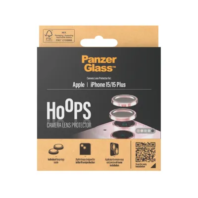 PanzerGlass - Ochranný kryt objektívu Hoops pre iPhone 15/15 Plus, ružová