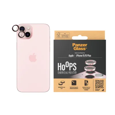 PanzerGlass - Ochranný kryt objektívu Hoops pre iPhone 15/15 Plus, ružová