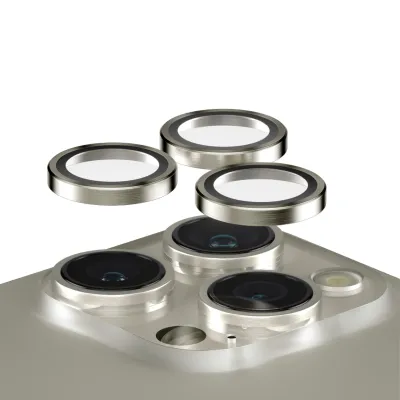 PanzerGlass - Ochranný kryt objektívu Hoops pre iPhone 15 Pro/15 Pro Max, natural metal