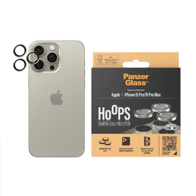 PanzerGlass - Ochranný kryt objektívu Hoops pre iPhone 15 Pro/15 Pro Max, natural metal