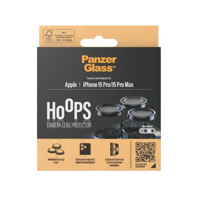 PanzerGlass - Ochranný kryt objektívu Hoops pre iPhone 15 Pro/15 Pro Max, blue metal