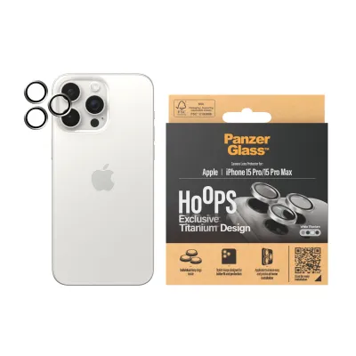PanzerGlass - Ochranný kryt objektívu Hoops pre iPhone 15 Pro/15 Pro Max, white titanium
