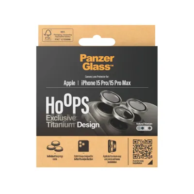 PanzerGlass - Ochranný kryt objektívu Hoops pre iPhone 15 Pro/15 Pro Max, natural titanium