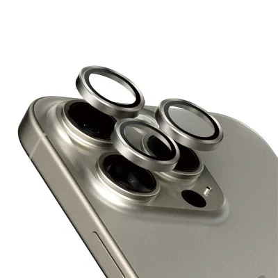 PanzerGlass - Ochranný kryt objektívu Hoops pre iPhone 15 Pro/15 Pro Max, natural titanium