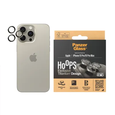PanzerGlass - Ochranný kryt objektívu Hoops pre iPhone 15 Pro/15 Pro Max, natural titanium