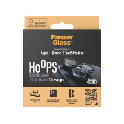 PanzerGlass - Ochranný kryt objektívu Hoops pre iPhone 15 Pro/15 Pro Max, blue titanium