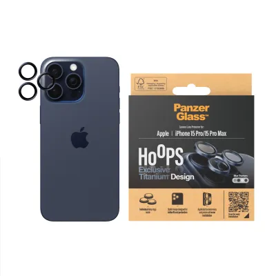 PanzerGlass - Ochranný kryt objektívu Hoops pre iPhone 15 Pro/15 Pro Max, blue titanium
