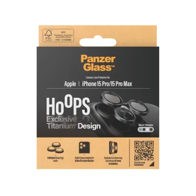 PanzerGlass - Ochranný kryt objektívu Hoops pre iPhone 15 Pro/15 Pro Max, black titanium