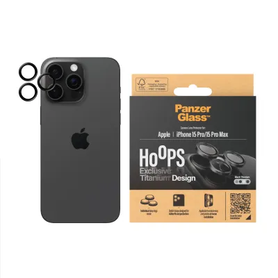 PanzerGlass - Ochranný kryt objektívu Hoops pre iPhone 15 Pro/15 Pro Max, black titanium
