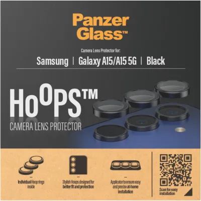 PanzerGlass - Ochranný kryt objektívu Hoops pre Samsung Galaxy A15/A15 5G, čierna