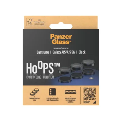 PanzerGlass - Ochranný kryt objektívu Hoops pre Samsung Galaxy A15/A15 5G, čierna