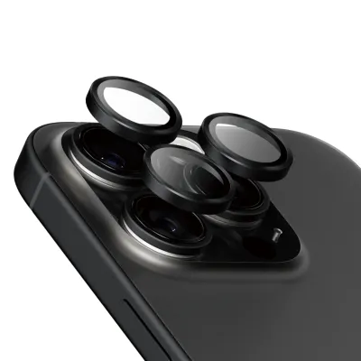 PanzerGlass - Ochranný kryt objektívu Hoops Ceramic pre iPhone 16 Pro/16 Pro Max, čierna