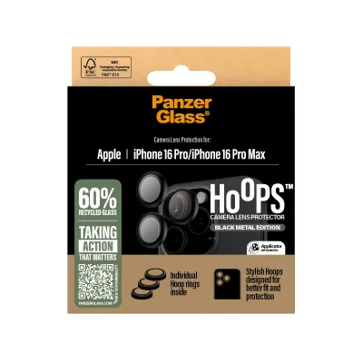 PanzerGlass - Ochranný kryt objektívu Hoops pre iPhone 16 Pro/16 Pro Max, čierna