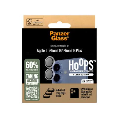 PanzerGlass - Ochranný kryt objektívu Hoops pre iPhone 16/16 Plus, číra