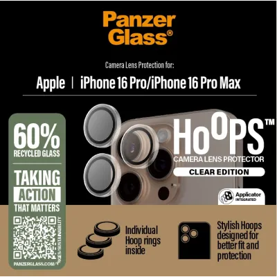 PanzerGlass - Ochranný kryt objektívu Hoops pre iPhone 16 Pro/16 Pro Max, číra