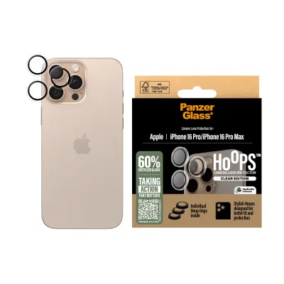 PanzerGlass - Ochranný kryt objektívu Hoops pre iPhone 16 Pro/16 Pro Max, číra