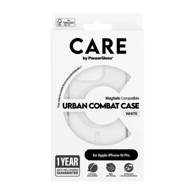 CARE - Puzdro Urban Combat s MagSafe pre iPhone 16 Pro, biela