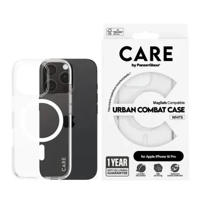 CARE - Puzdro Urban Combat s MagSafe pre iPhone 16 Pro, biela