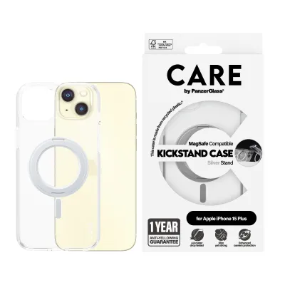 CARE - Puzdro Kickstand s MagSafe pre iPhone 15 Pro Max, strieborná