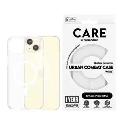 CARE - Puzdro Urban Combat s MagSafe pre iPhone 15 Plus, biela