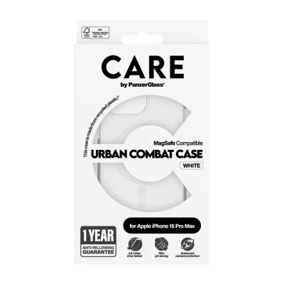 CARE - Puzdro Urban Combat s MagSafe pre iPhone 15 Pro Max, biela