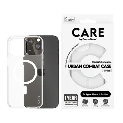 CARE - Puzdro Urban Combat s MagSafe pre iPhone 15 Pro Max, biela