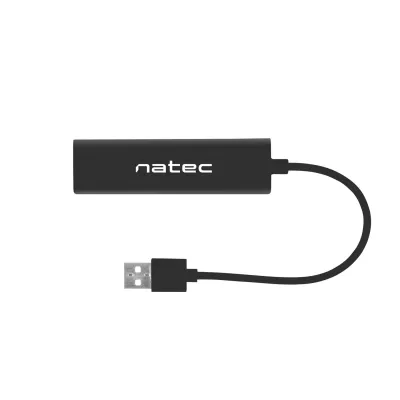 Natec - Dragonfly rozbočovač 3x USB-A HUB + RJ45, čierna