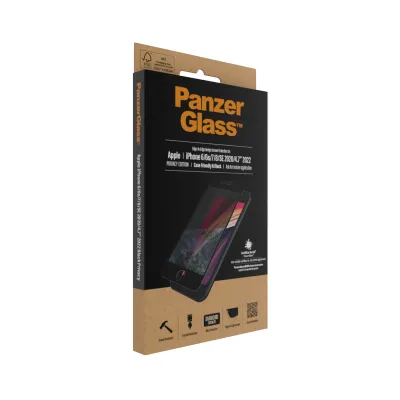 PanzerGlass - Tvrdené sklo Case Friendly AB pre iPhone SE 2022/SE 2020/8/7/6s/6, čierna