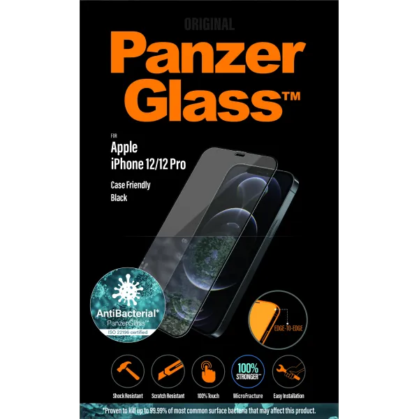 PanzerGlass - Tvrdené sklo Case Friendly AB pre iPhone 12/12 Pro, čierna