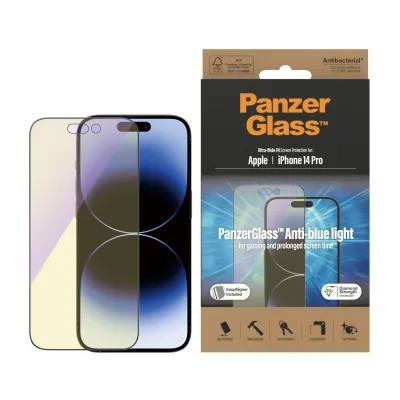 PanzerGlass - Tvrdené sklo UWF Anti-Bluelight AB s aplikátorom pre iPhone 14 Pro, čierna