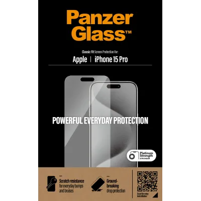PanzerGlass - Tvrdené sklo pre iPhone 15 Pro, číra