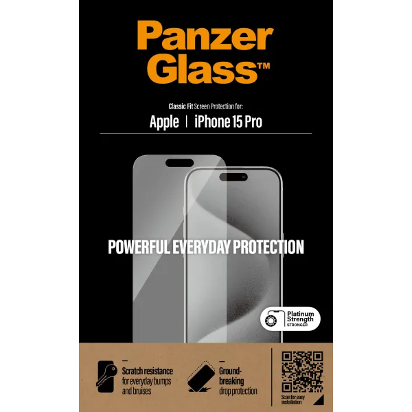 PanzerGlass - Tvrdené sklo pre iPhone 15 Pro, číra