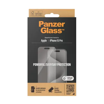 PanzerGlass - Tvrdené sklo pre iPhone 15 Pro, číra