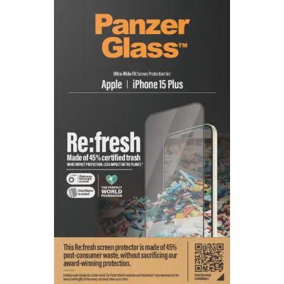 PanzerGlass - Tvrdené sklo Re:fresh UWF s aplikátorom pre iPhone 15 Plus, čierna