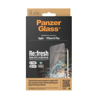 PanzerGlass - Tvrdené sklo Re:fresh UWF s aplikátorom pre iPhone 15 Plus, čierna